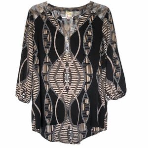 Lightweight Black & Gold Blouse, EUC